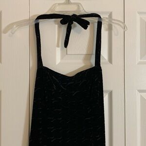 Vintage Luly K Floor Length Evening Gown M Velvet Halter Holiday Christmas. K1